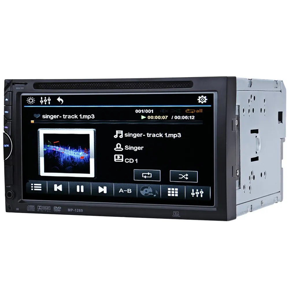 170 Degree View Angle Car DVD PC Player Bluetooth Radio Double Din 32GB Car DVD Player Stereo Video Digital Touch Screen