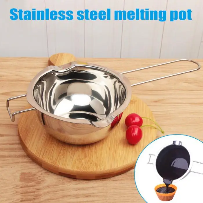 1pc Hook Design Stainless Steel Bowl Butter Chocolate Melting Pot Heating Spoon Pan DAG-ship