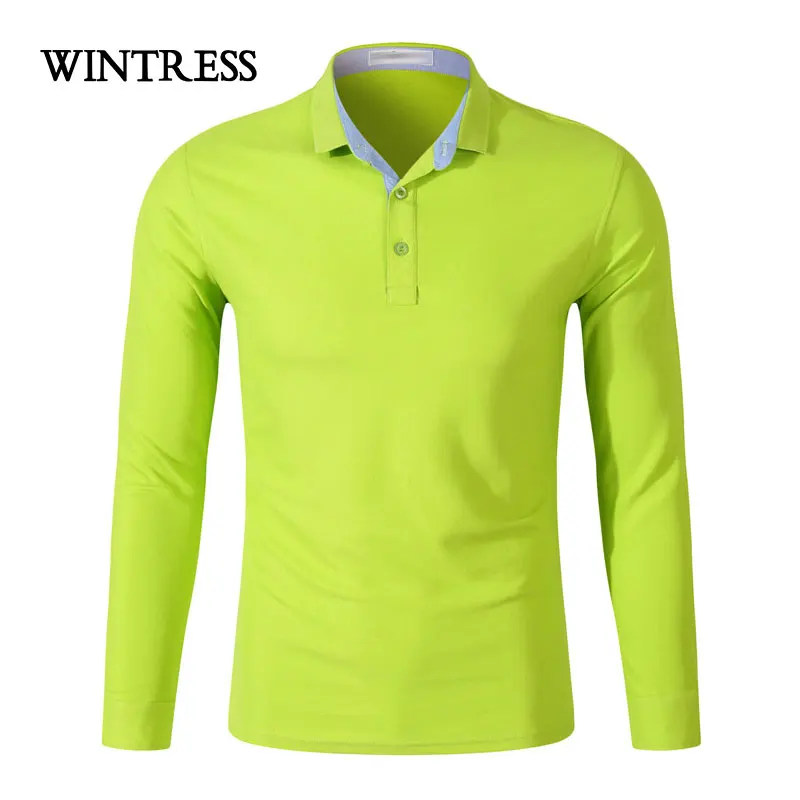 WINTRESS Plus Size Men Polo Shirt Autumn Winter Smart Casual Top Clothes Long Sleeve Button Colorful Can Custom Logo | Мужская одежда