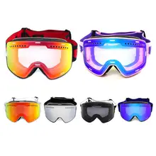Очки для катания на лыжах и Лыжная маска Лыжный Спорт Для мужчин Для женщин сноуборд двойные слои Анти-туман большой объектив Магнитный лыжные очки для близоруких объектив