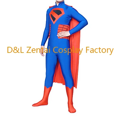 Free Shipping DHL DC Comics Superman Revised Version Lycra Zentai Men's Halloween Cosplay Costume S