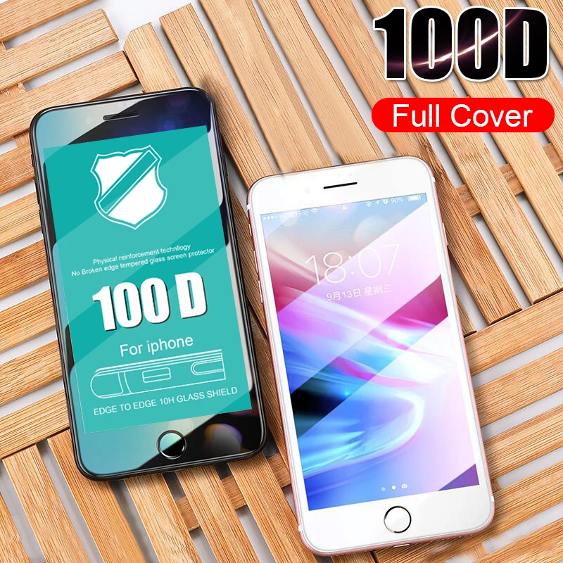 

100d Screen Protector Glass Film On The For IPhone XS Max XR X 7 Tempered Glass For IPhone 8 7 6 6s Plus Protective Glass Cover