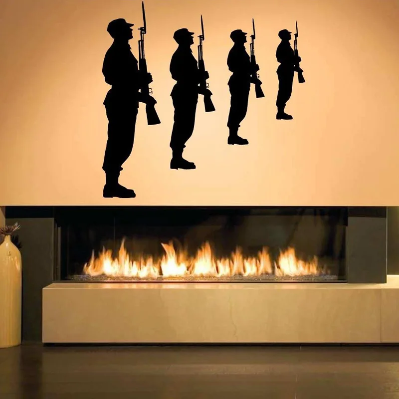 Guard Soldiers Rifle Poster Wall Stickers for Boys Bedroom Nursery Home Murals Vinyl Wallpaper Decals Living Room Art Decor L154 | Дом и сад