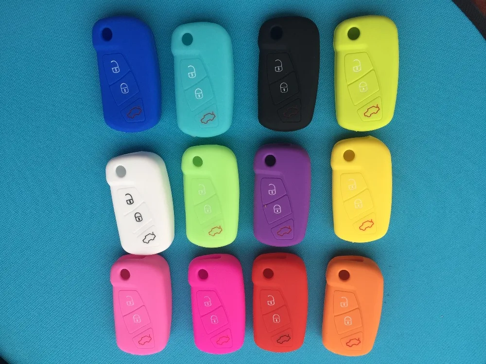 

Pusakieyy 1pcs of new replacement Silicone Case For Ford KA 3 Button Remote Flip Key Fob Cover Protect Holder shell blank