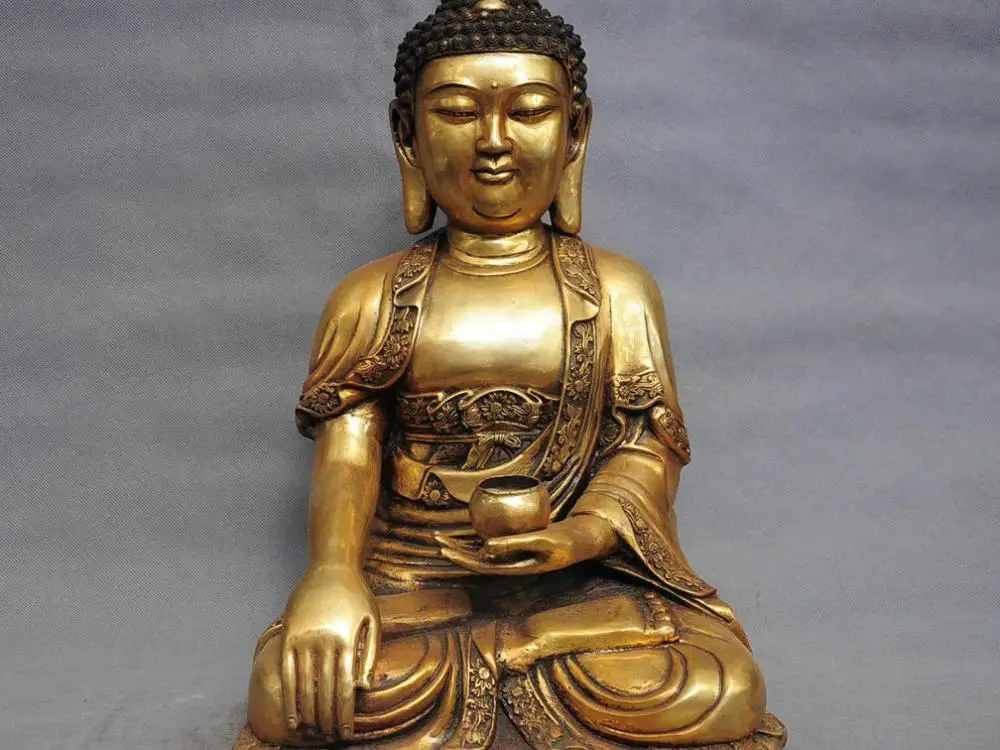 

17" China Tibet Buddhism Temple Copper Bronze Shakyamuni Buddha Statue