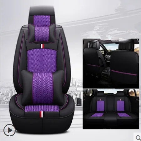 Хорошее качество! Полный комплект автомобильных чехлов для сидений Toyota CHR- удобное дышащее сиденье Чехлы для C-HR - Название цвета: Black with purple