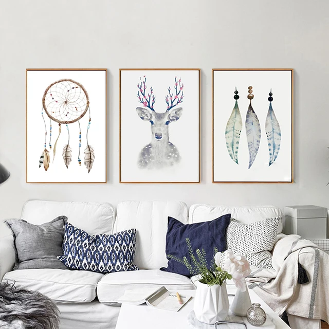 Aliexpress Retro Tribal Canvas Paintings Deer Posters Retro Tribal Canvas Paintings Deer Posters Prints Nordic Pop Wall Art Pictures For Living Room Home Decor Unframed Drop Shipping
