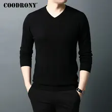 COODRONY брендовый мужской свитер, Классический Повседневный пуловер с v-образным вырезом для мужчин, чистый цвет, Вязанная одежда для мужчин, осенне-зимние шерстяные свитера 91064