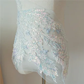 

NEW arrival shiny lace appliques sewing 6 Colors in stock Purple, Red, Blue, Pink, Off white, beading lace patches 1 piece!