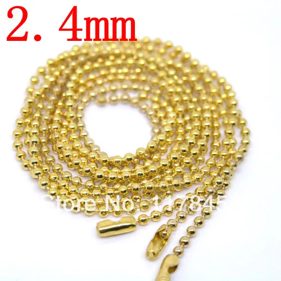 Wholesale 10 Strand Gold Ball Beads Chain Necklace 2.4mm Bead Connector 70cm(27") DIY fashionin
