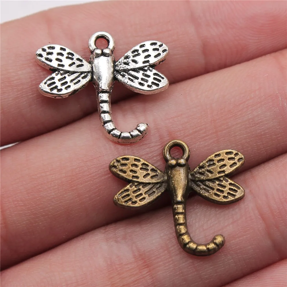 WYSIWYG 12pcs 21x18mm Pendant Dragonfly Dragonfly Charm Pendants For Jewelry Making Antique