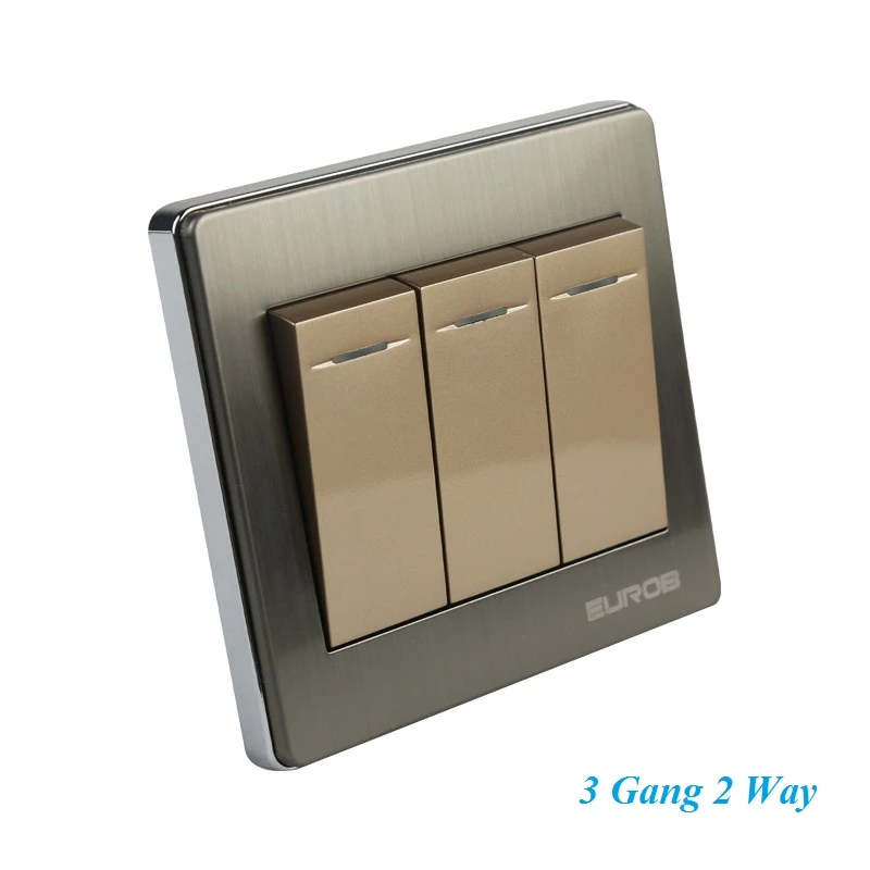 High Quality E9 Series Brushed Stainless Steel Gold Wall Switch With