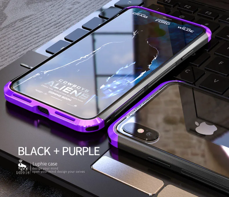 LUPHIE Luxury Clear Glass Case For iPhone X XS Max XR Metal Bumper (9)