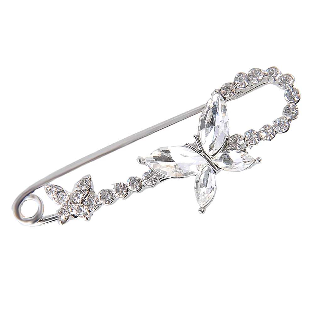 Stunning Crystal Safety Pin Scarf Coat Gown Clip Collar Lapel Pin Wedding Party Men Women Clothing Decorations