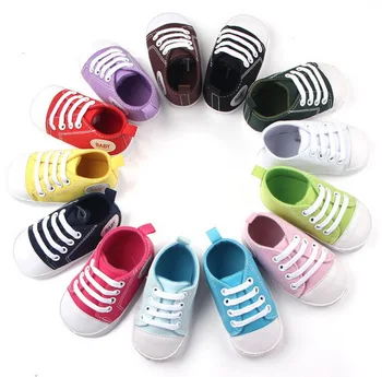 

DHL 100pair Baby Canvas Classic Sports Sneakers Newborn Kids Boy First Walkers Infant Toddler Soft Sole Anti-slip Booties