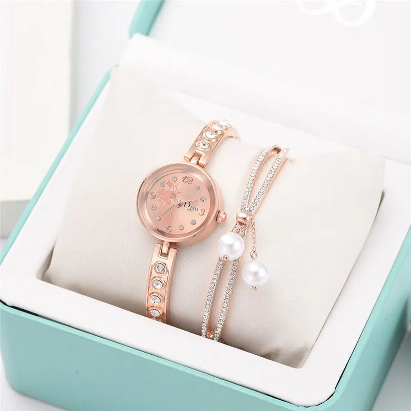 Light Luxury Girl Temperament Watch Bracelet Set Chain Watch Birthday Gift Women's Watch Bracelet Set with Box D25 (8)