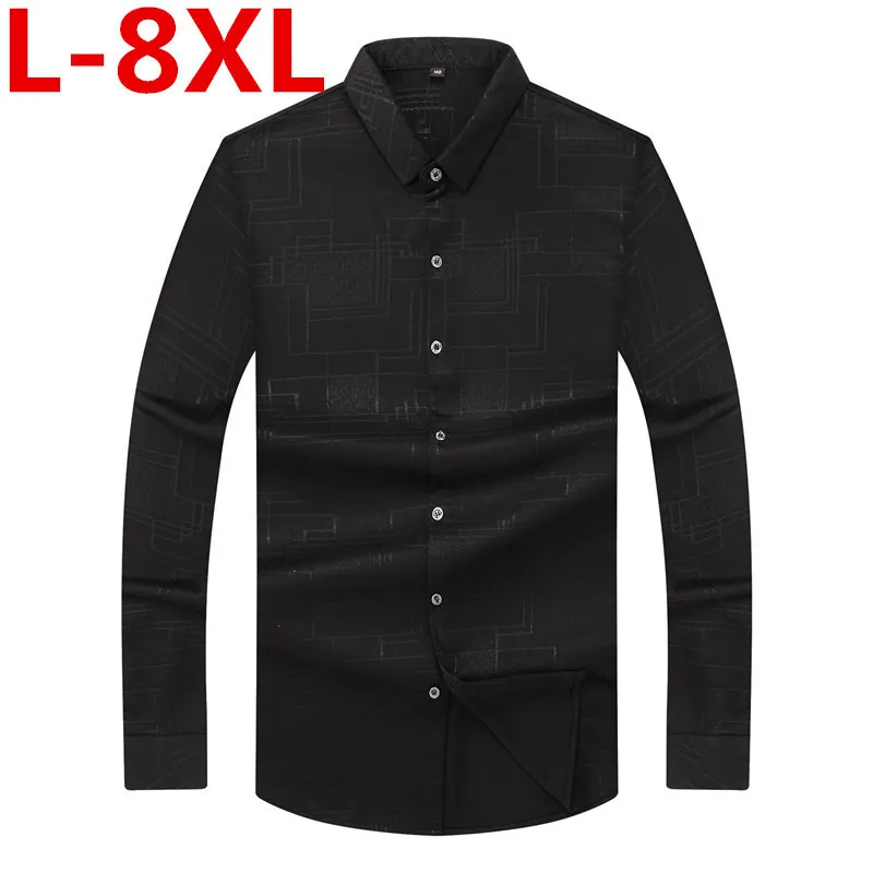 Повседневные рубашки размера плюс 8XL, 7XL, 6XL, 5XL,, однобортные, не скатываются, мужские рубашки, деловые повседневные рубашки, весна и осень
