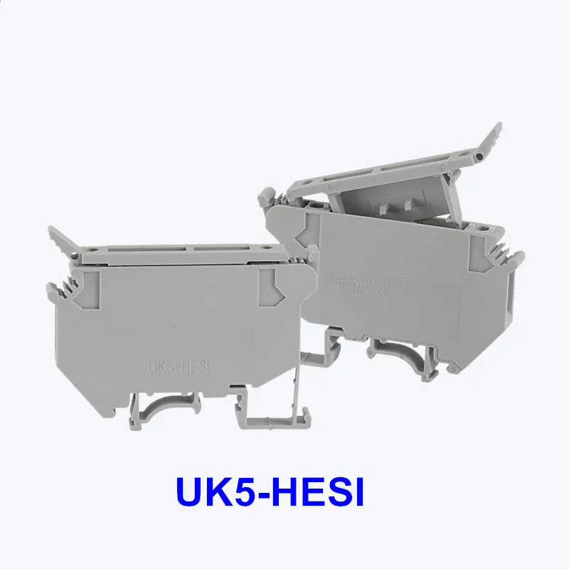 10PCS UK5 HESI UK5RD 4mm2 DIN Rail Screw Clamp Fuse Terminal Blocks