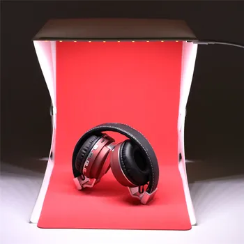 

Portable Photo Studio 9" Mini Folding Table Top LED Light Box Photography Lighting Tent w/ 4pcs(White Green Red Black) Backdrop