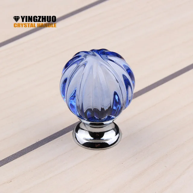 Cheap Crystal Knobs Cabinet Decorative Hardware Kitchen Hardware Accessories, Furniture Pumpkin ball Handle Drawer YZ-2012-sea blue
