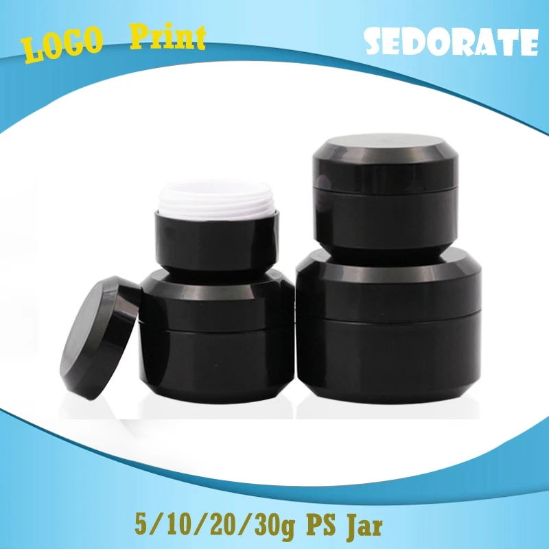Sedorate 30 шт./лот роскошные черные PS пластиковые банки для крема 5 г 10 15 двухслойные