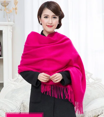 Кофе Женская Осень Зима Мода 4 слоя шерсть шаль шарф обертывание теплый SSY0077 - Цвет: plum
