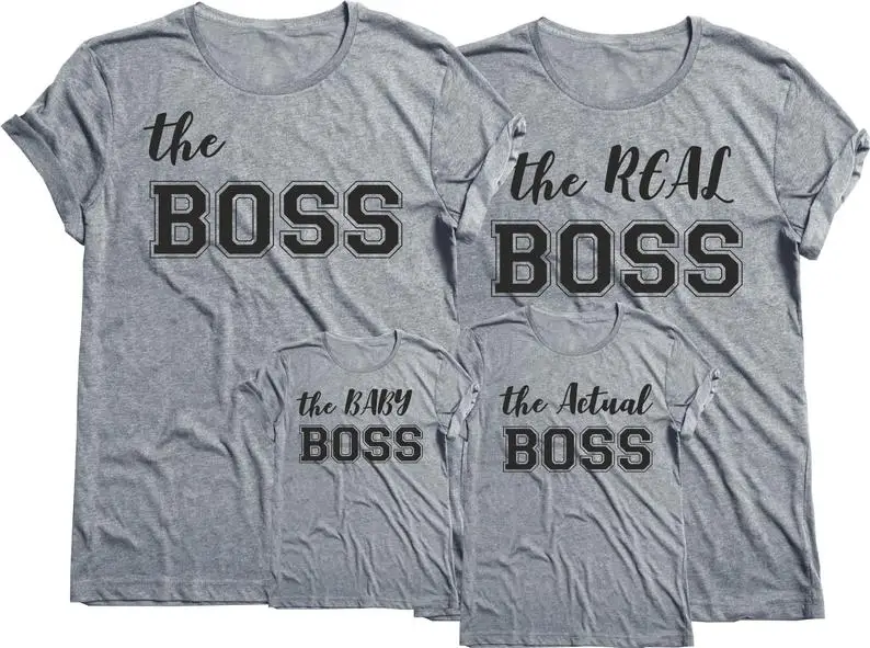

PADDY DESIGN The Boss The Real Boss T Shirt Couple Family matching Kids Top Women Tee Casual Short Sleeve Tops Tshirt Plus Size