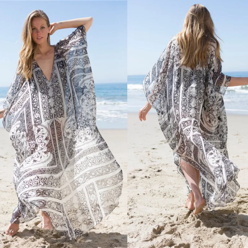 Beach Cover Ups Kaftan Swimsuit Woman 2019 Summer Dress Swimsuits Pareo