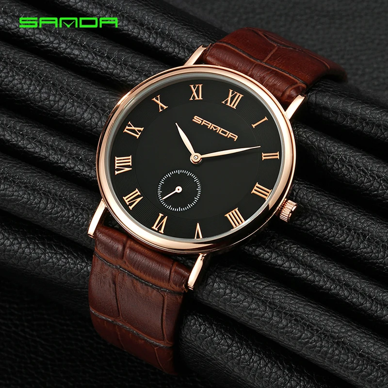 

SD-187 Fashion Luxury Watches Men Leather Band Quartz Wrist Wristwatch Waterproof Male Clock Watch Gifts For Men Relojes Hombre