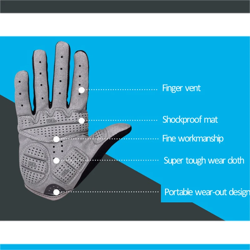 Перчатки для велоспорта, утолщенный коврик, велосипедные перчатки, ветрозащитные, на весь палец, противоскользящие, велосипедные перчатки