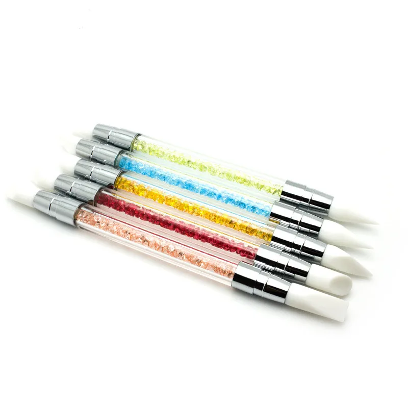 

Silicone Nail Art Brush Dotting Tools 2 Way Nail Art Sculpture Pen Carving Craft Toool DIY Nail Art Decoration