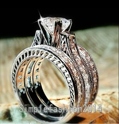 New Jewelry 3 In 1 Engagement Band Princess Cut Stone 5a Zircon New Jewelry 3 In 1 Engagement Band Princess Cut Stone 5a Zircon Birthstone 14kt White Gold Filled Women Wedding Ring Set Sz 5 11 Rings From