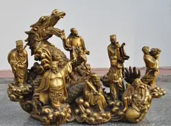 Рождество 18 "Китайский даосизм миф, легенда латунь Дракон Восемь Бессмертных 8 Бог статуя Будды Хэллоуин