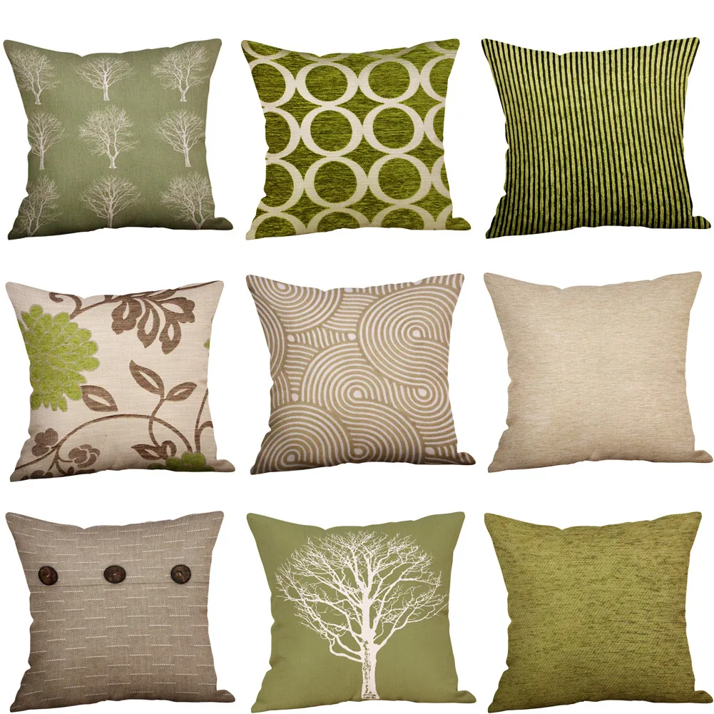 

Green Lime Natural Cream Cotton Linen Pillowcase Bed Pillow Cover Home Bedroom High Quality 45cm*45cm Droship 10JUL 17