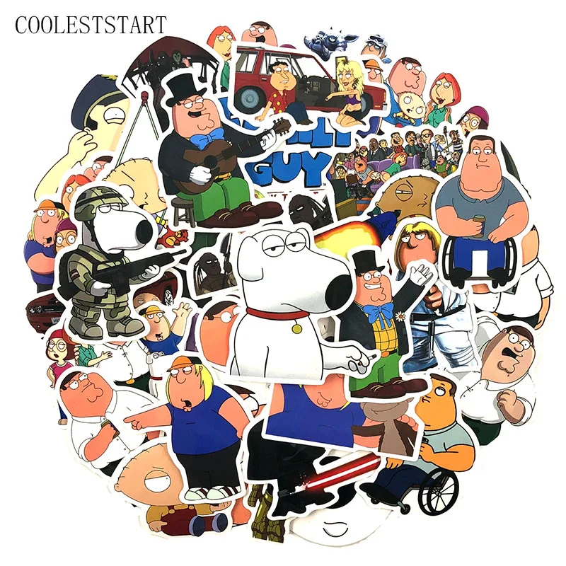 

50-100Pcs/Pack American Comedyanime Family Guy Stickers For Motorcycle Skateboards Suitcase Laptop Backpack Refrigerator Sticker