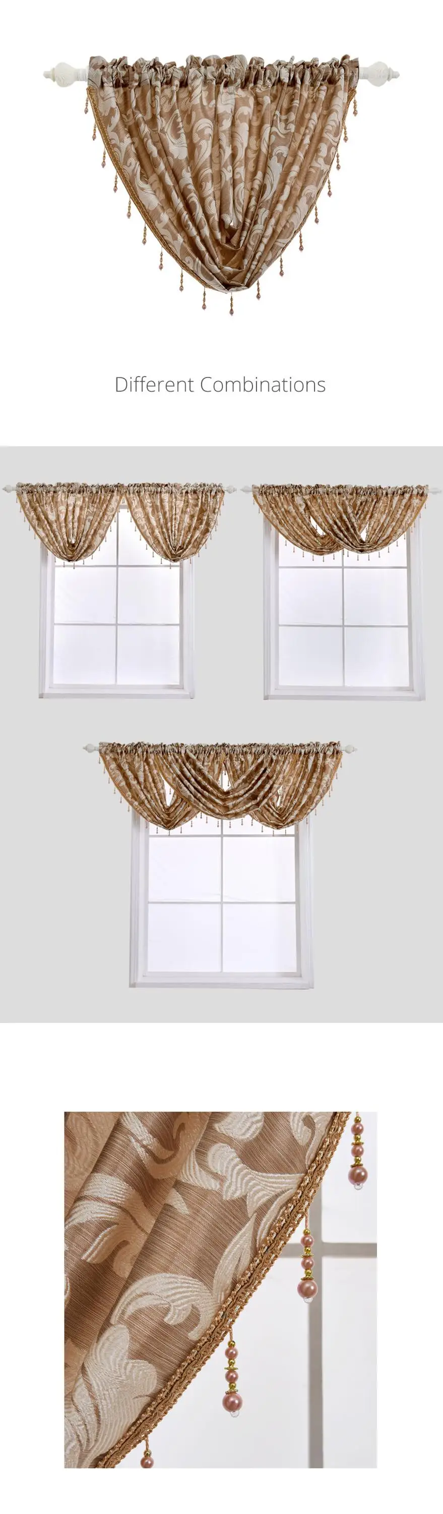 BVL-SMT301_NAPEARL European Luxury New Elegant Waterfall Valance Home Window Beads Decoration Curtain Jacquard Polyester Cloth Brown Pelmet (2)