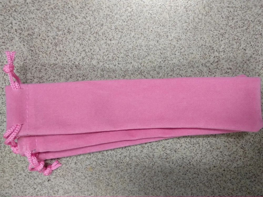 

high quality pink velvet jewelry bag drawstring bag 3.5*17cm velvet pen gift bag fountain pen pouches for ballpen packaging