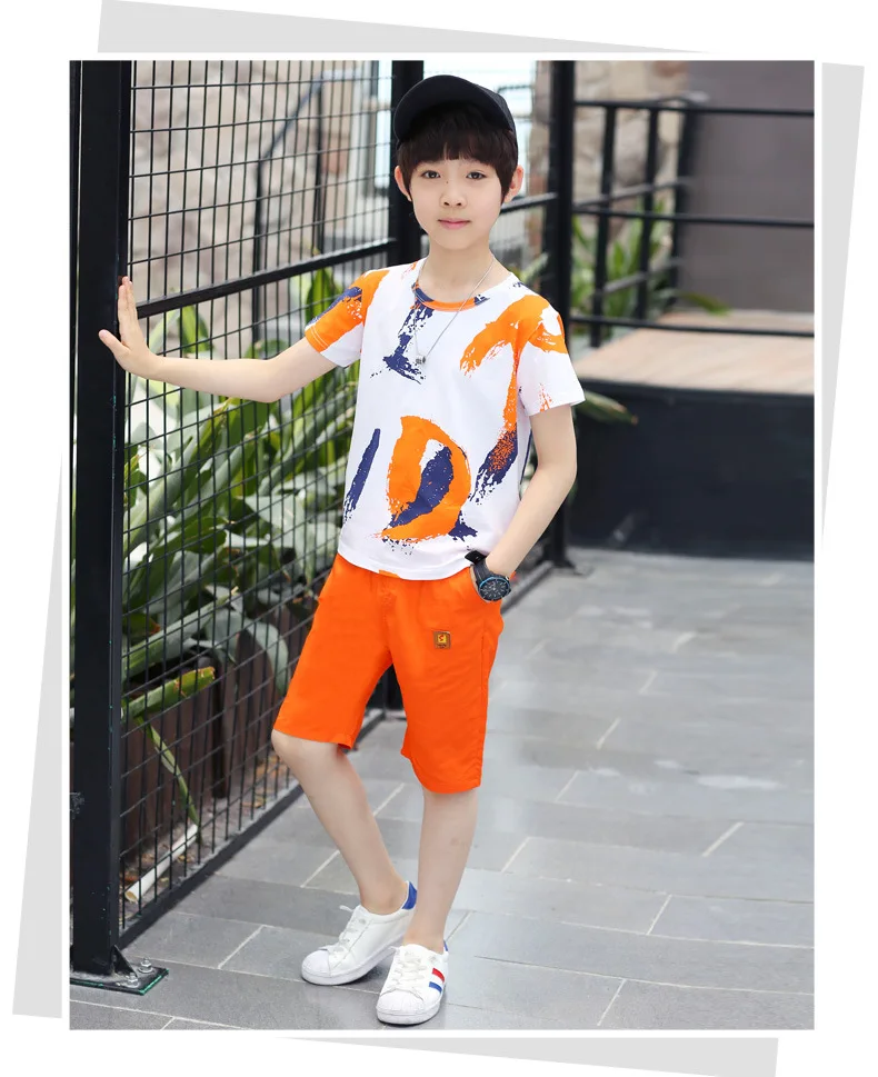Летние комплекты одежды для мальчиков, Детские футболка с коротким рукавом и штаны, повседневная одежда, 4, 6, 7, 8, 10, 11, 12 лет, детская одежда