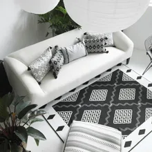 Ins/Лидер продаж Nordic Французский шик Марокко стиль kilim Ковры Геометрическая Богемия индийский Ковры в клетку и полоску современный черно-белый дизайн