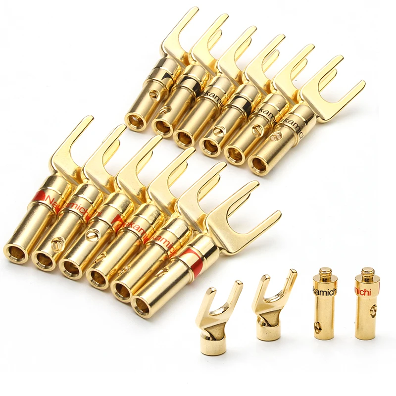 YT 12PCS Gold Plated Y Type Banana Plugs Speaker Banana Plug Male