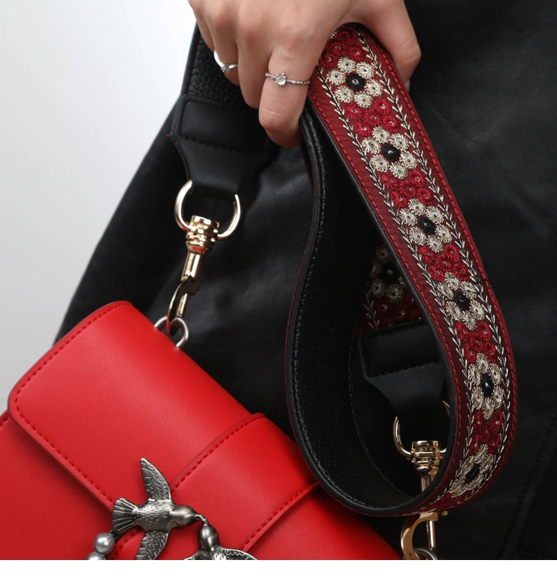 Модные вышивка 110 см ремни для сумок плеча Замена ремней Съемная Кожа Crossbody Messener Сумка Ремни Аксессуары для дамских сумочек