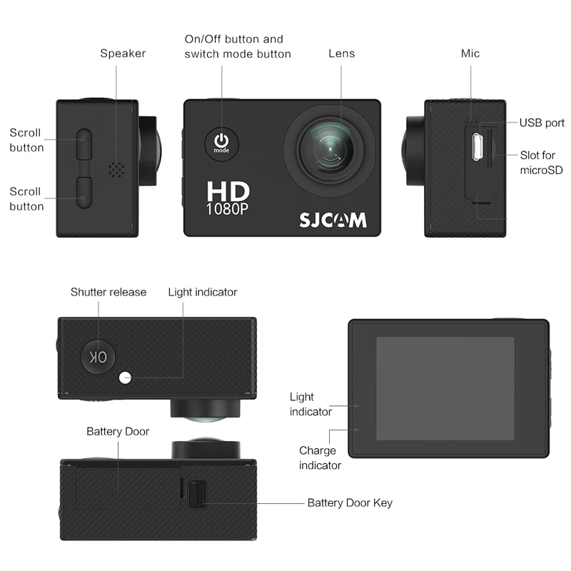 Оригинальная Экшн-камера SJCAM SJ4000, WiFi, 2,0 дюймов, ЖК-экран, 1080 P, HD дайвинг, 30 м, Водонепроницаемая мини-видеокамера SJ 4000, Спортивная камера DV