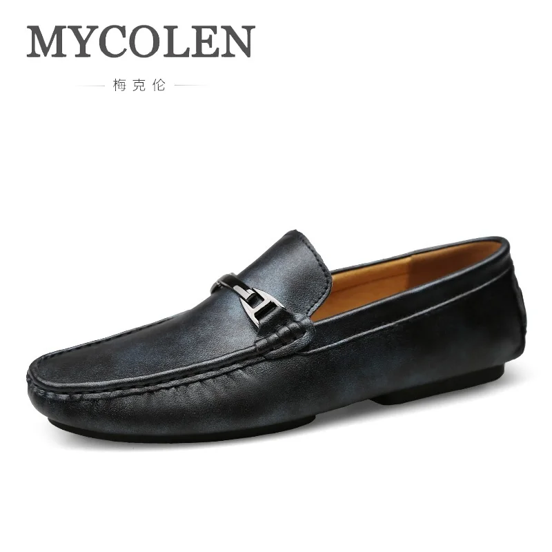 

MYCOLEN 2018 Shoes Men Flats Genuine Leather Driving Shoes Summer Style Soft Moccasins Men Loafers Boat Shoes High Quality