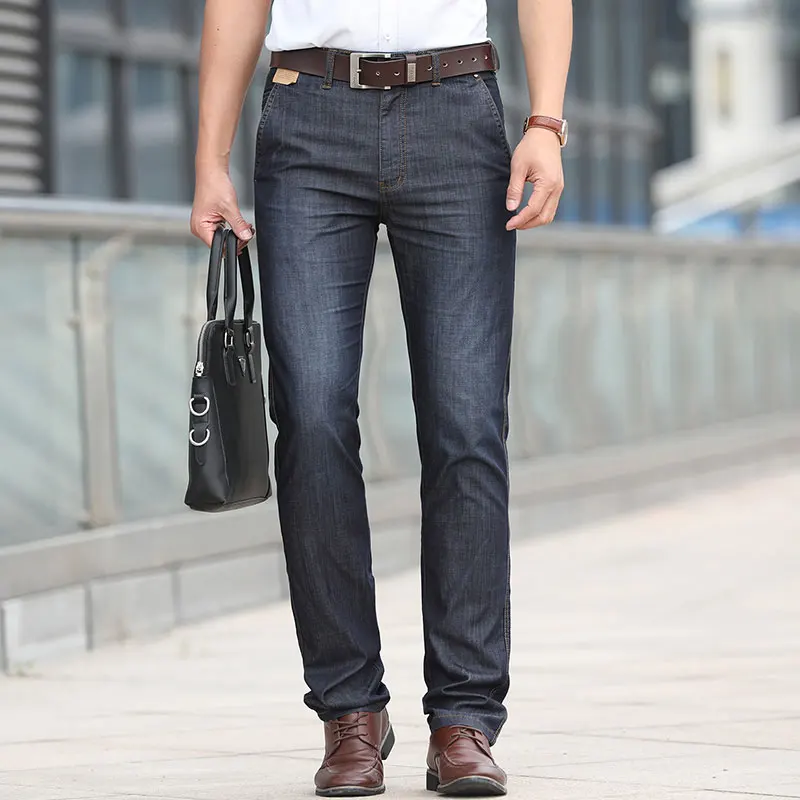 Summer JEEP Brand Cotton Smart Casual Jeans Elastic Men's Casual Full Length Retro Simple Jeans Cotton Pants Fashion Trousers 44 (49)