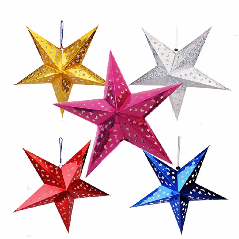 

1PC 45cm Home Decor Christmas Tree Ornament Party Birthday party wedding Pentagram Lamp Shade Paper Star New year Decorations
