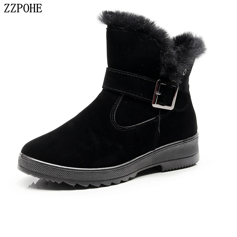 Zzpohe High Quality Women Ankle Boots New Fashion Waterproof Wedge Platform Winter Warm Snow