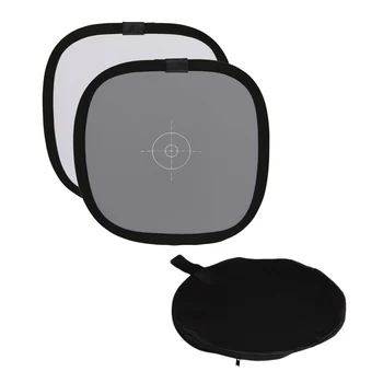 

30CM Portable Foldable Gray Card Light Reflector White Balance Double Face Focusing Board with Carry Bag