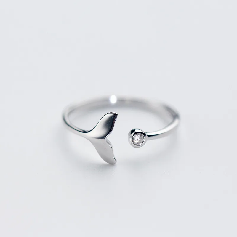 

925 Sterling Silver Crystal Mermaid Tail Rings For Women Girls Party Gift Finger Ring Sterling Silver Wedding Jewelry jz361