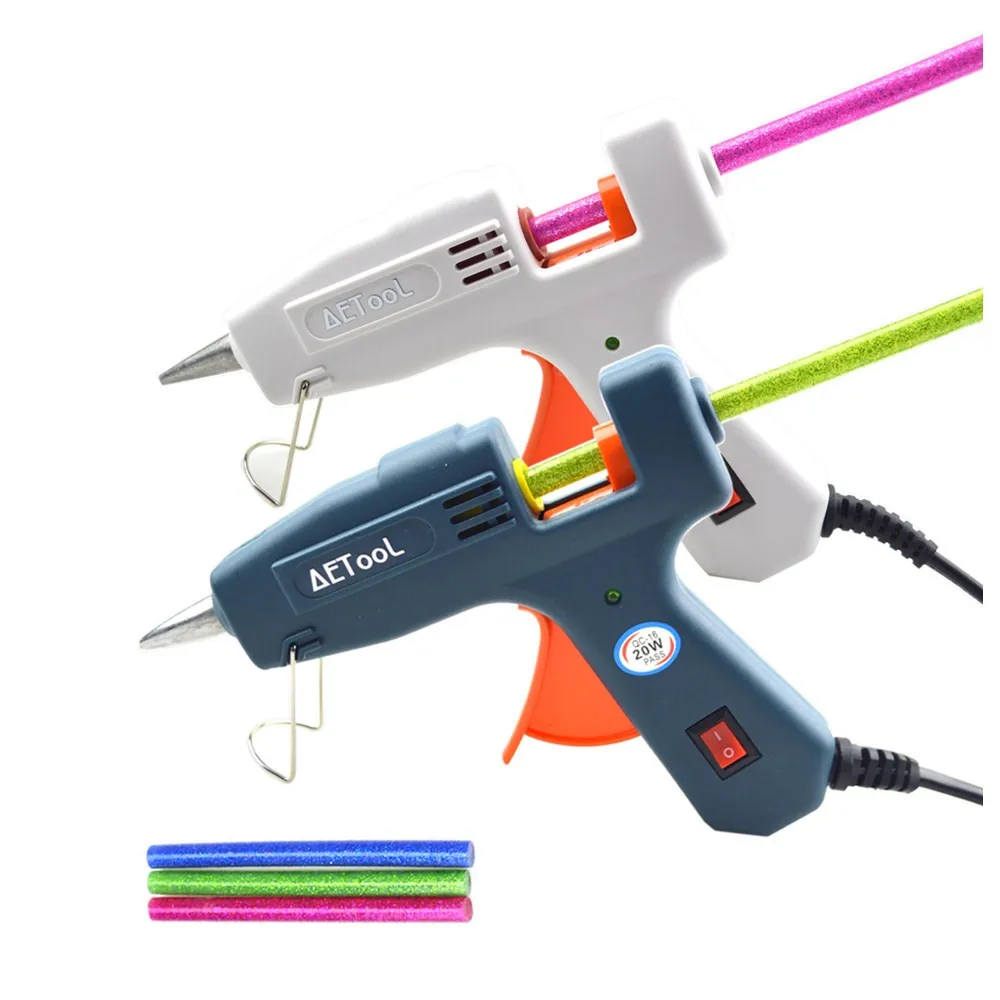 EU Plug 20W Hot Melt Glue Gun Electric Glue Gun Craft Repair Tool With 3 PCS Color Hot Melt Glue