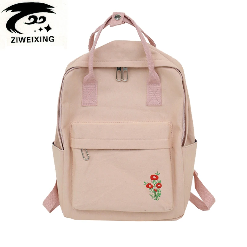 Flower Embroidery Women Canvas Backpack Large Capacity School Bags for Girls Fashion Korean Style Student Travel Backpacks 2018 | Багаж и